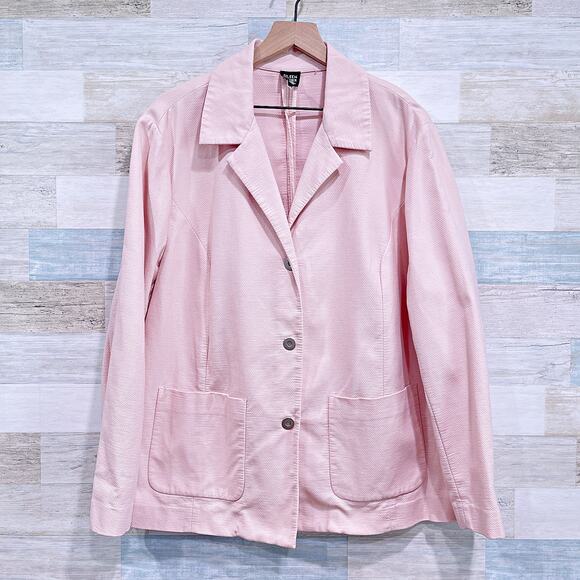 Eileen Fisher Jackets & Blazers - Eileen Fisher Unstructured Lightweight Blazer Pink Stretch Cotton Womens Plus 1X